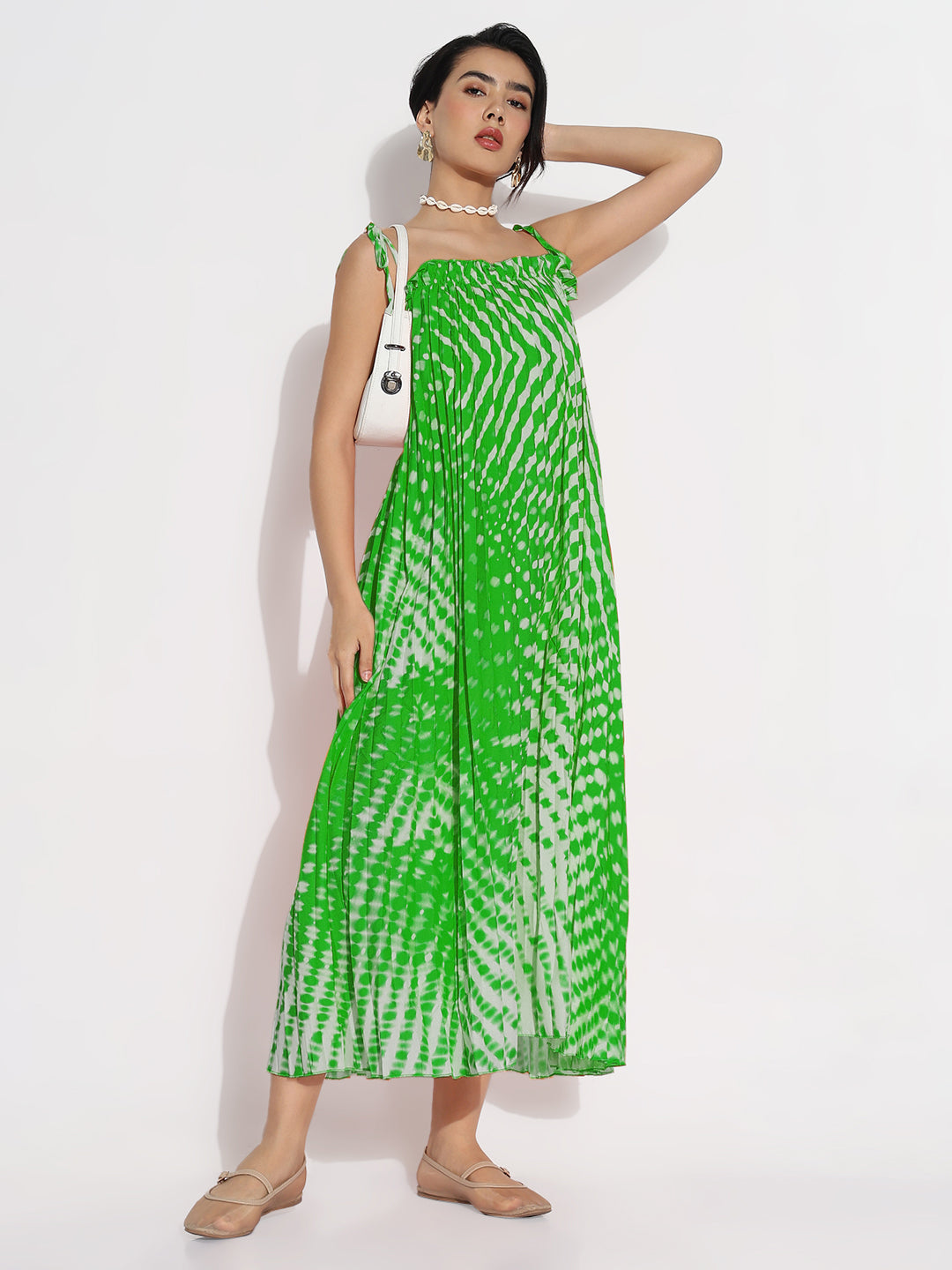 Women Green Dyed A-Line Dress