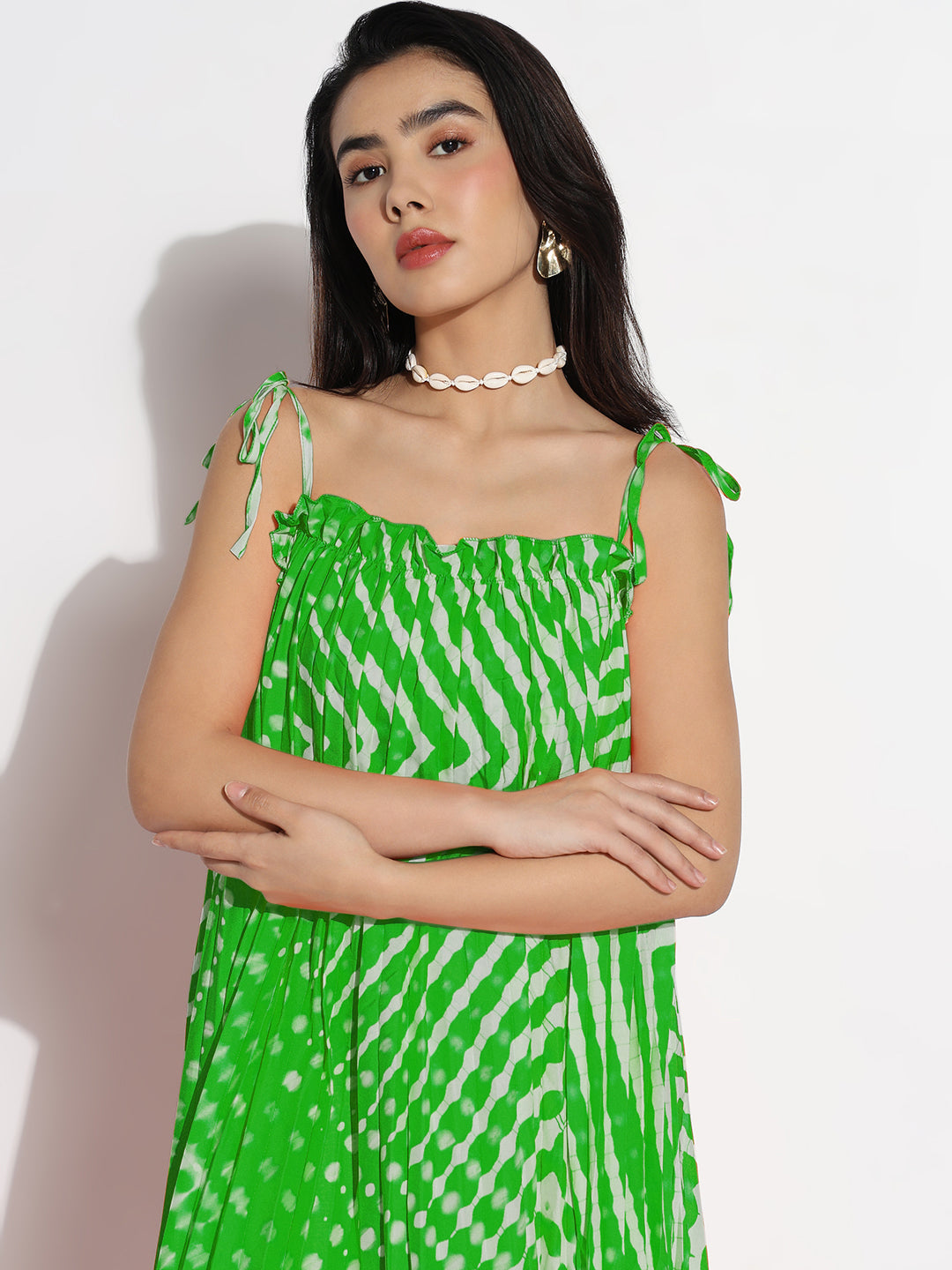 Women Green Dyed A-Line Dress