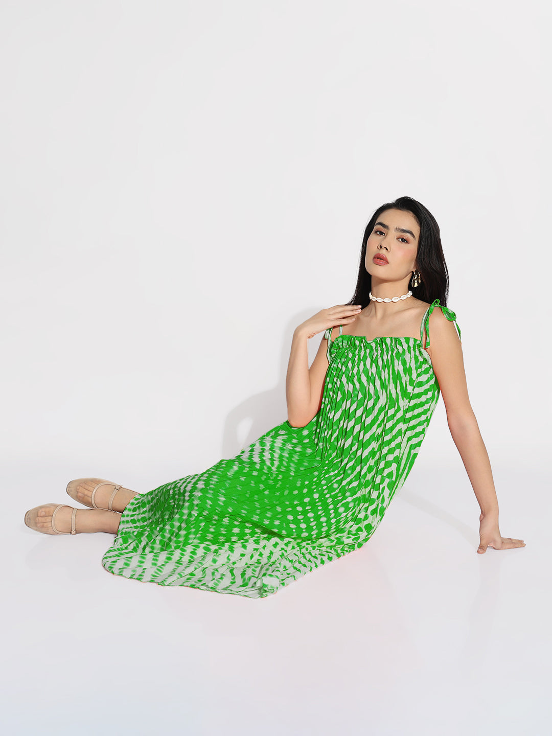 Women Green Dyed A-Line Dress