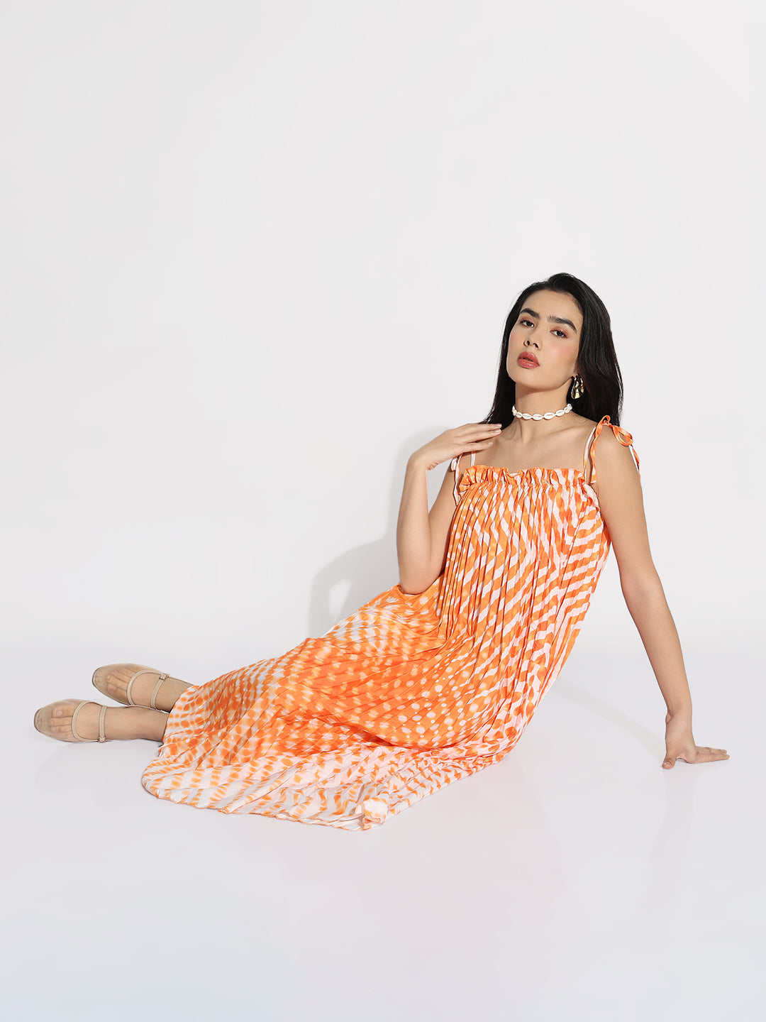 Women Orange Dyed A-Line Dress