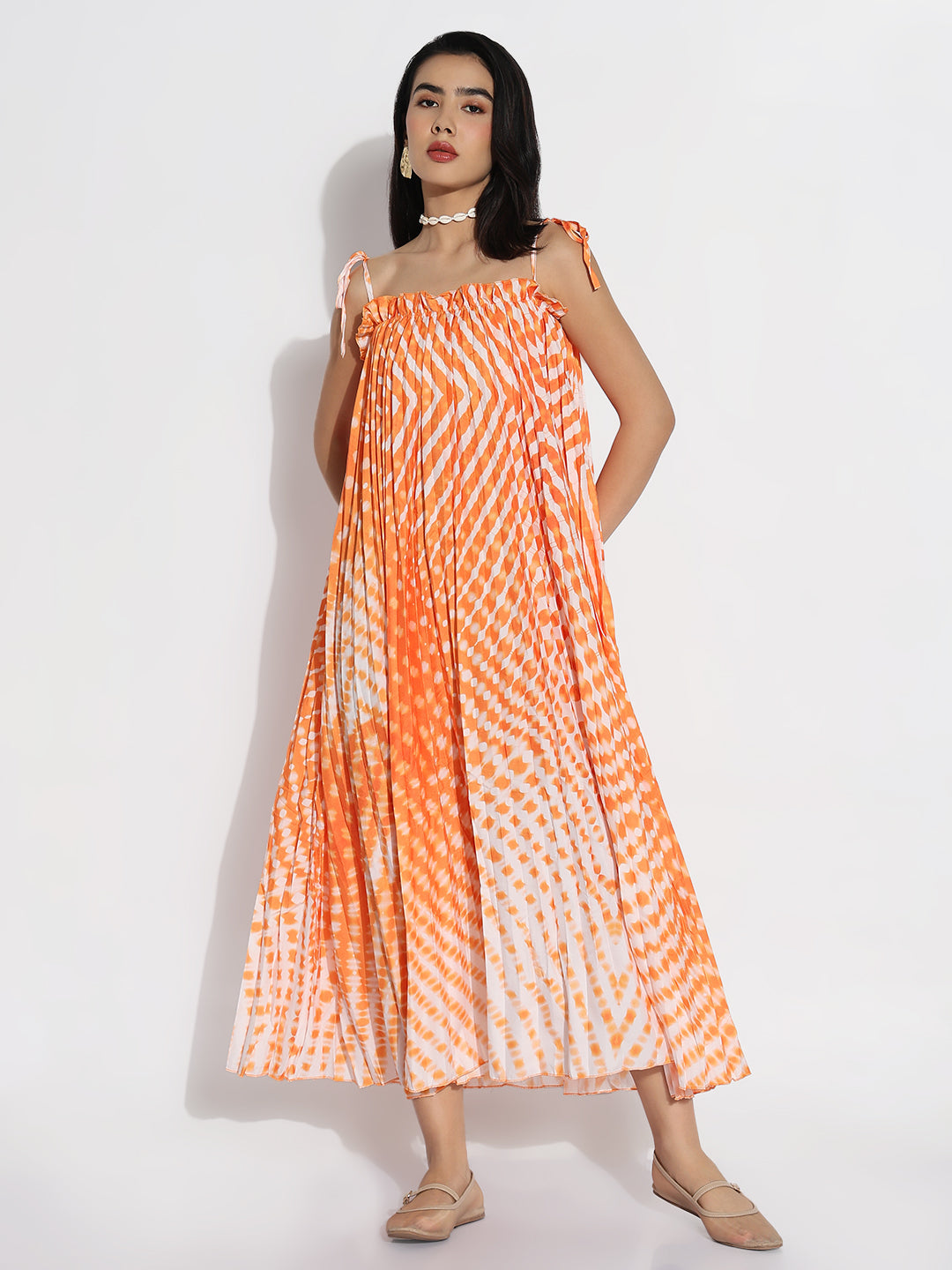 Women Orange Dyed A-Line Dress