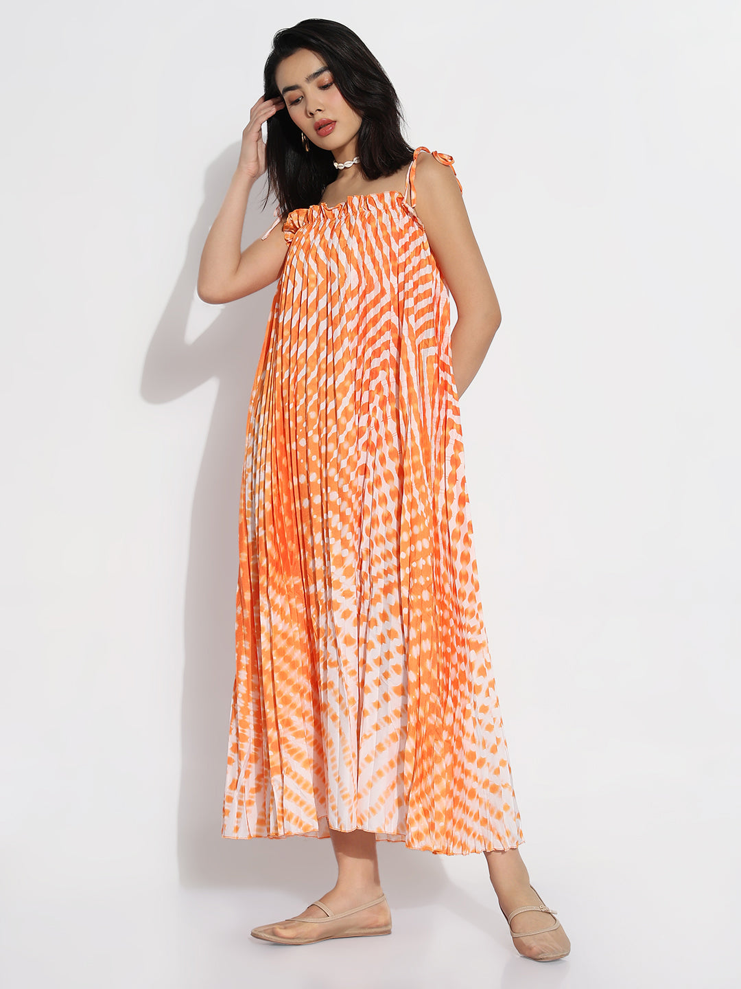 Women Orange Dyed A-Line Dress