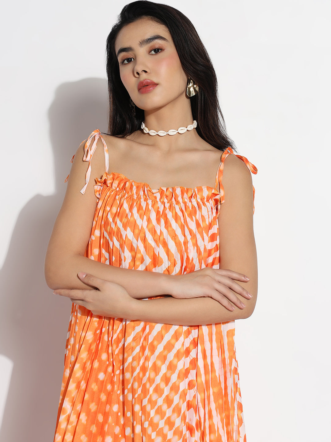 Women Orange Dyed A-Line Dress