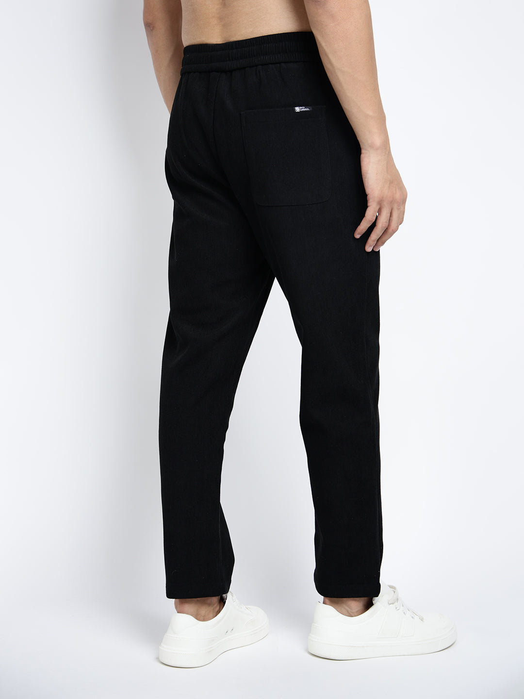 Men's Corduroy Black Tapered Fit Trousers