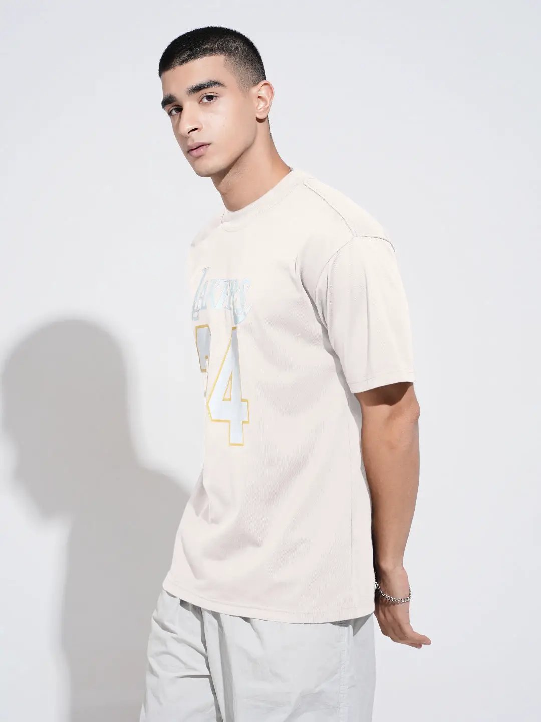 Men's Typography Cream Graphic Printed Round Neck T-Shirt - from SHOWOFFFF