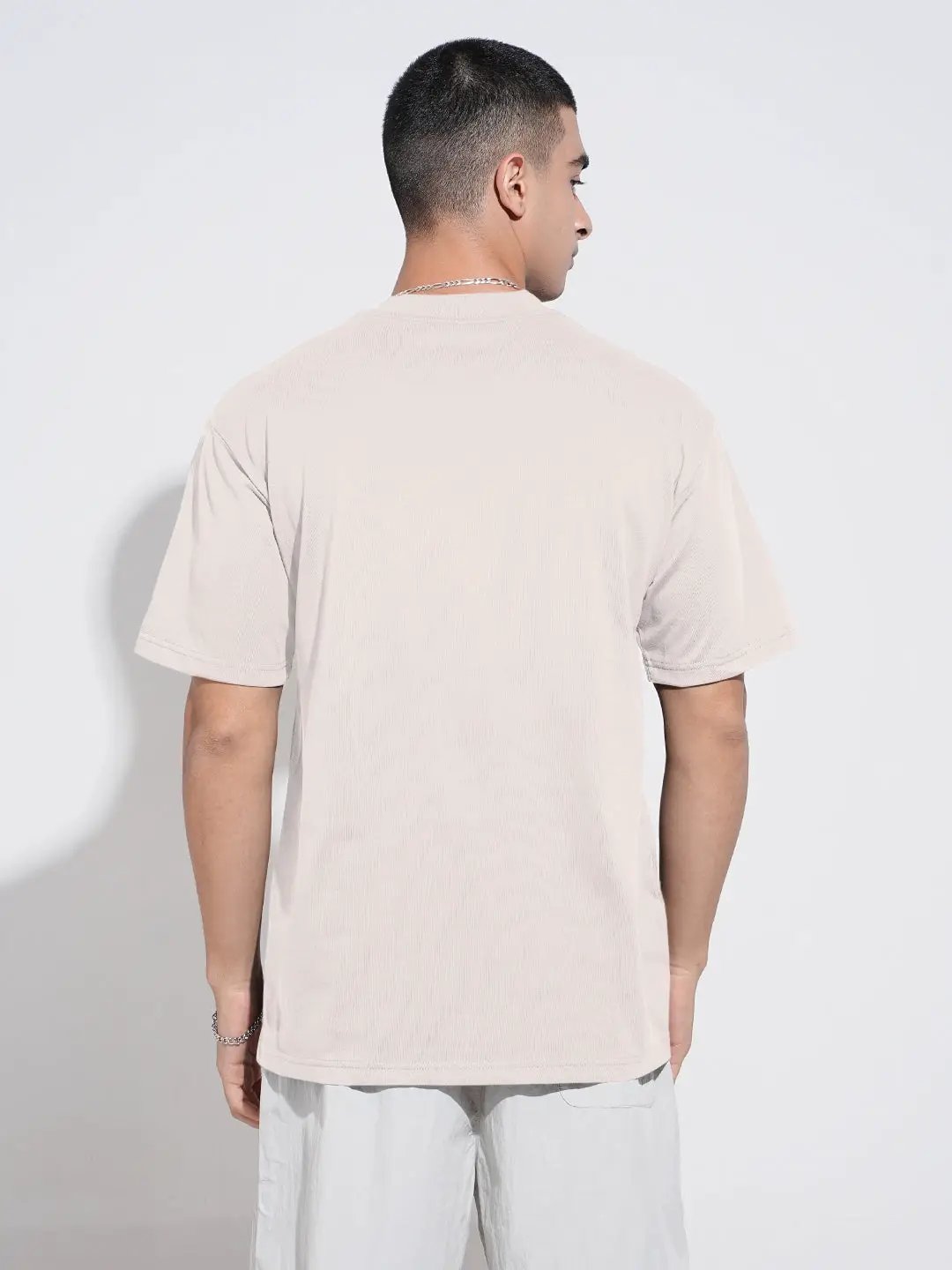Men's Typography Cream Graphic Printed Round Neck T-Shirt - from SHOWOFFFF