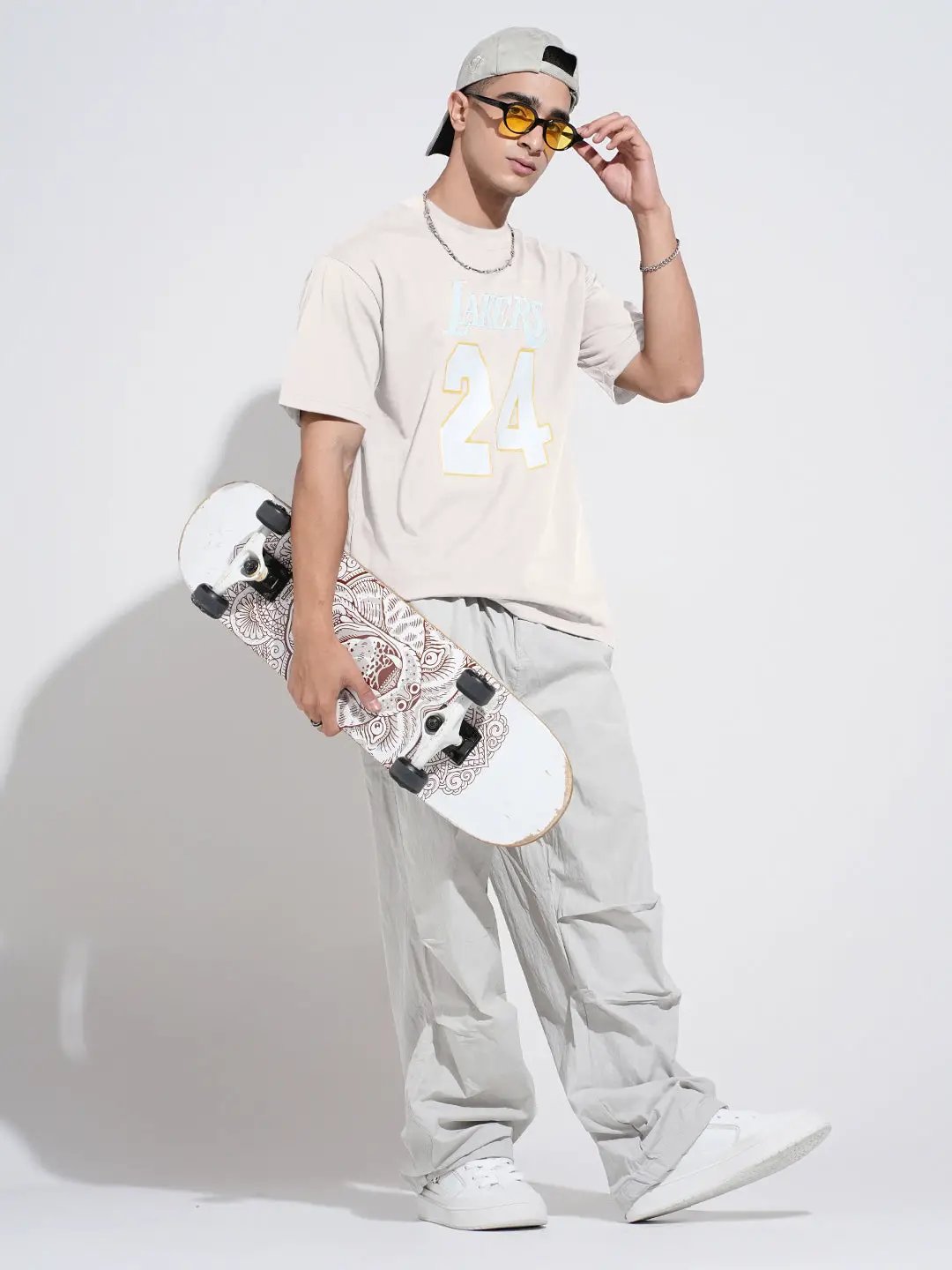 Men's Typography Cream Graphic Printed Round Neck T-Shirt - from SHOWOFFFF
