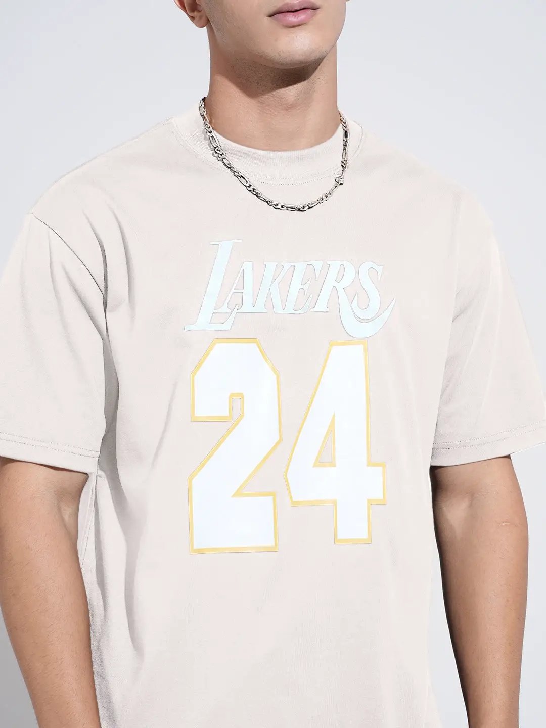 Men's Typography Cream Graphic Printed Round Neck T-Shirt - from SHOWOFFFF