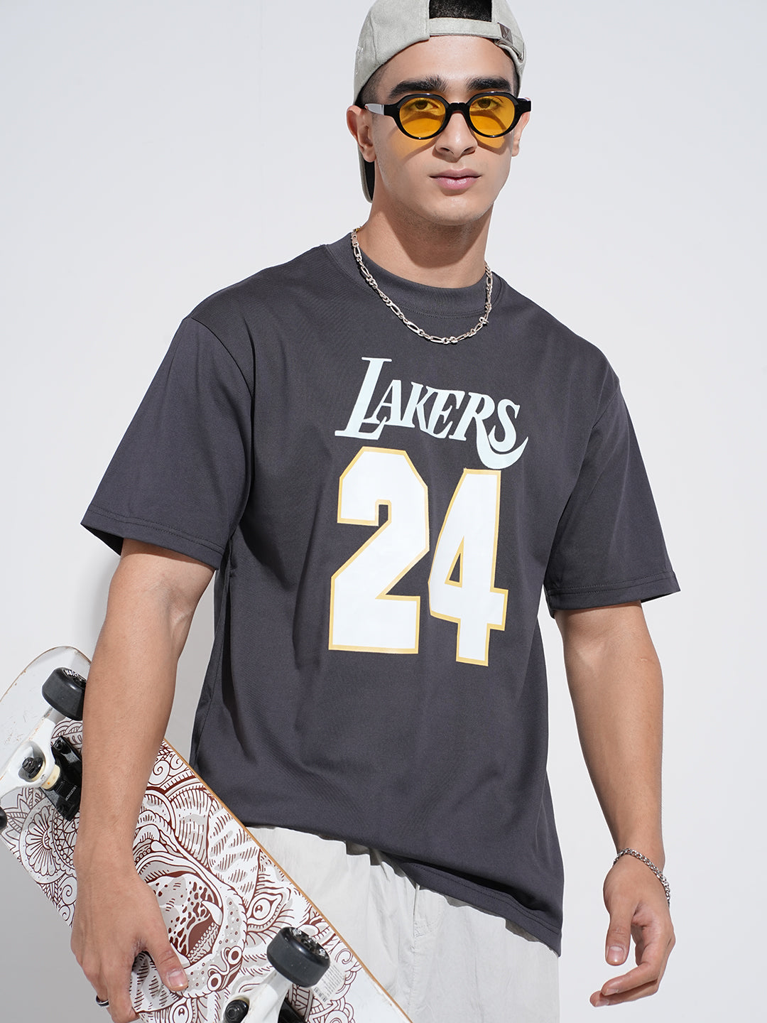 Men's Typography Grey Graphic Printed Round Neck T-Shirt