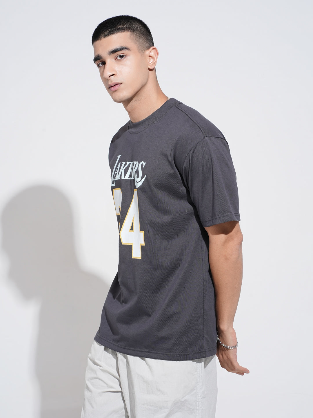 Men's Typography Grey Graphic Printed Round Neck T-Shirt