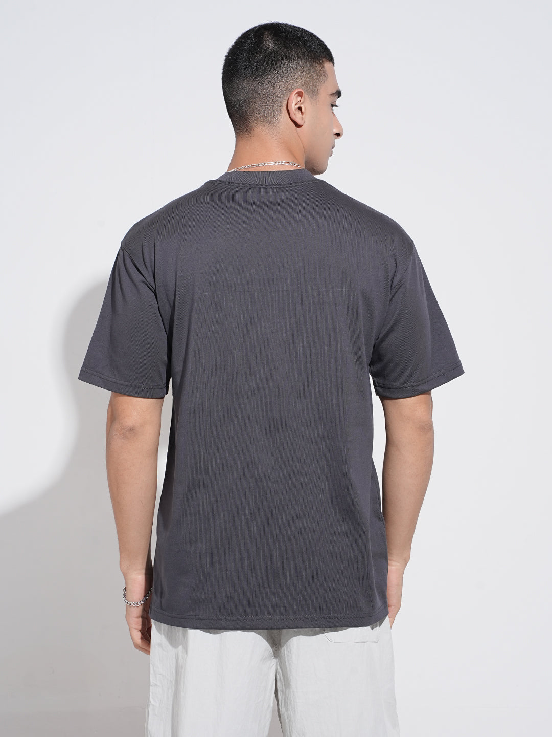 Men's Typography Grey Graphic Printed Round Neck T-Shirt