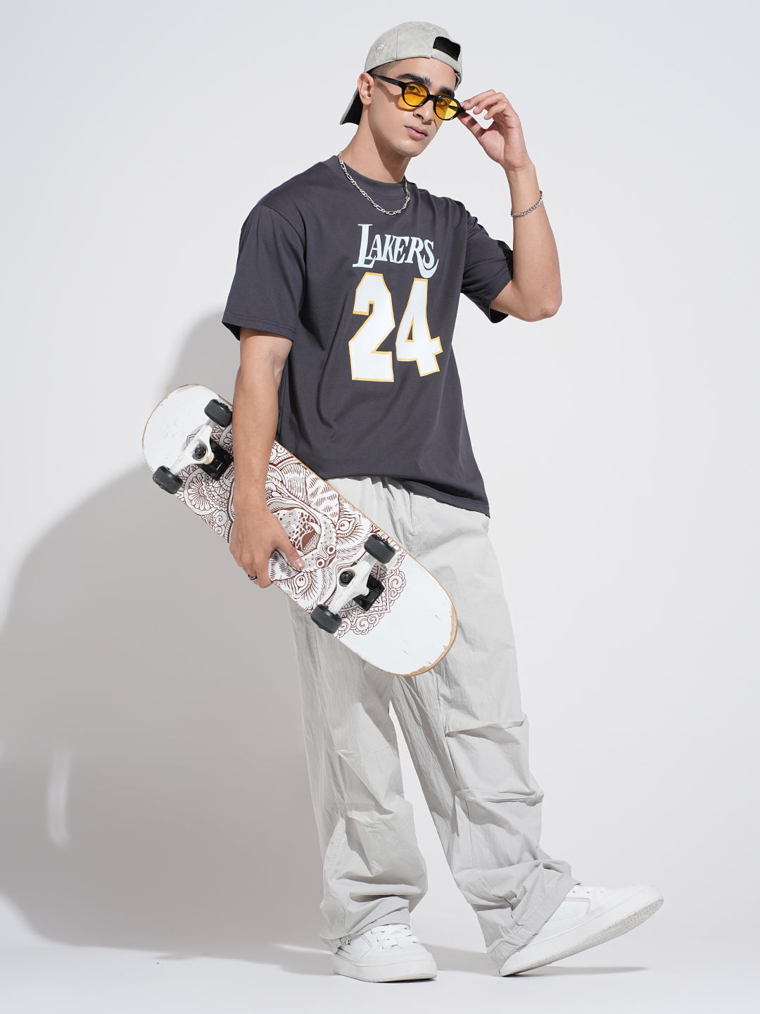 Men's Typography Grey Graphic Printed Round Neck T-Shirt