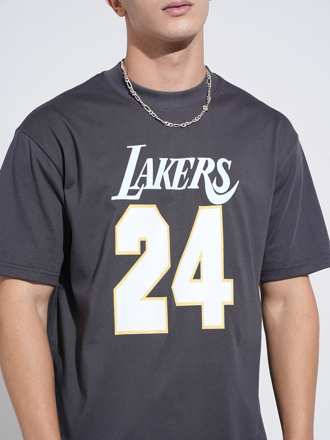 Men's Typography Grey Graphic Printed Round Neck T-Shirt