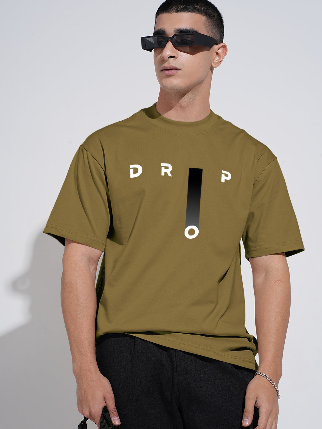 Men's Typography Olive Graphic Printed  Round Neck T-Shirt