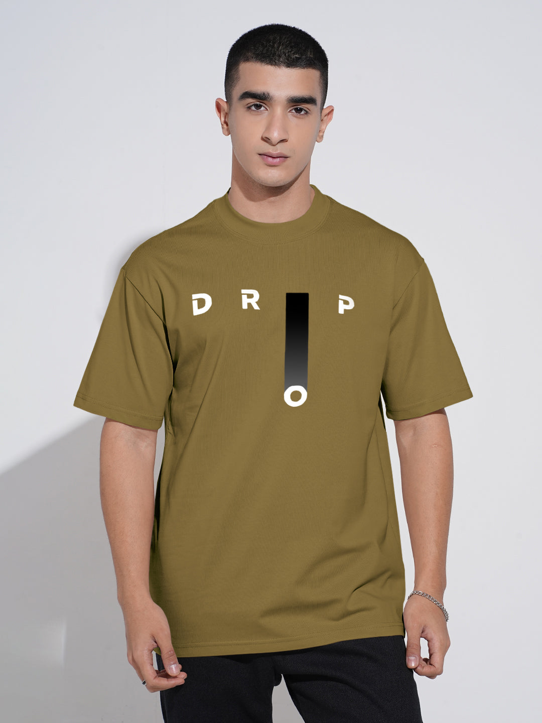 Men's Typography Olive Graphic Printed  Round Neck T-Shirt