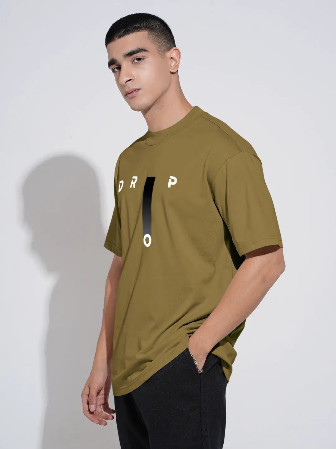 Men's Typography Olive Graphic Printed Round Neck T-Shirt - from SHOWOFFFF