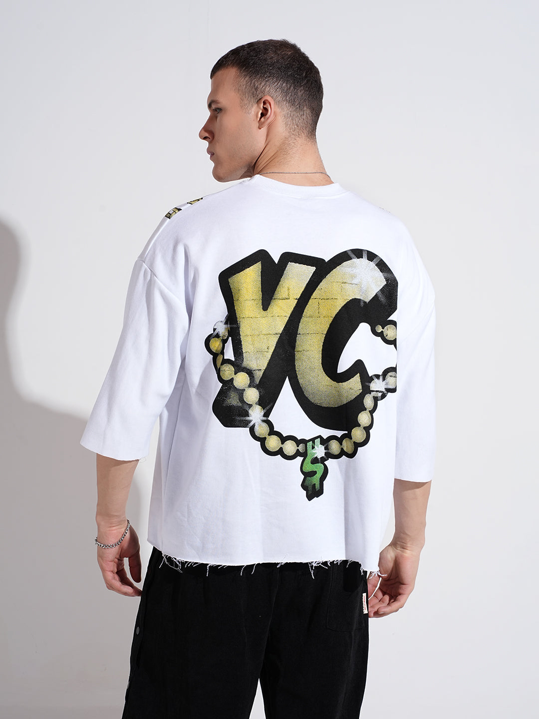 Men's Graphic Print White Round Neck Regular Fit Sweatshirt