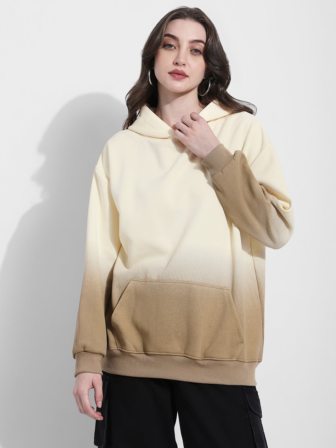 Women's Ombre Cream Oversized Hoodie