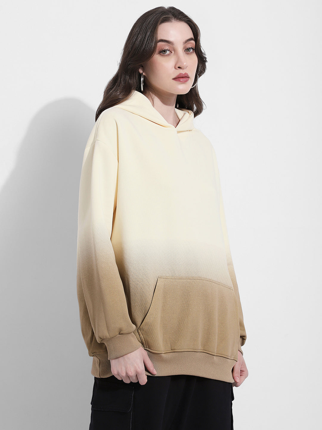 Women's Ombre Cream Oversized Hoodie