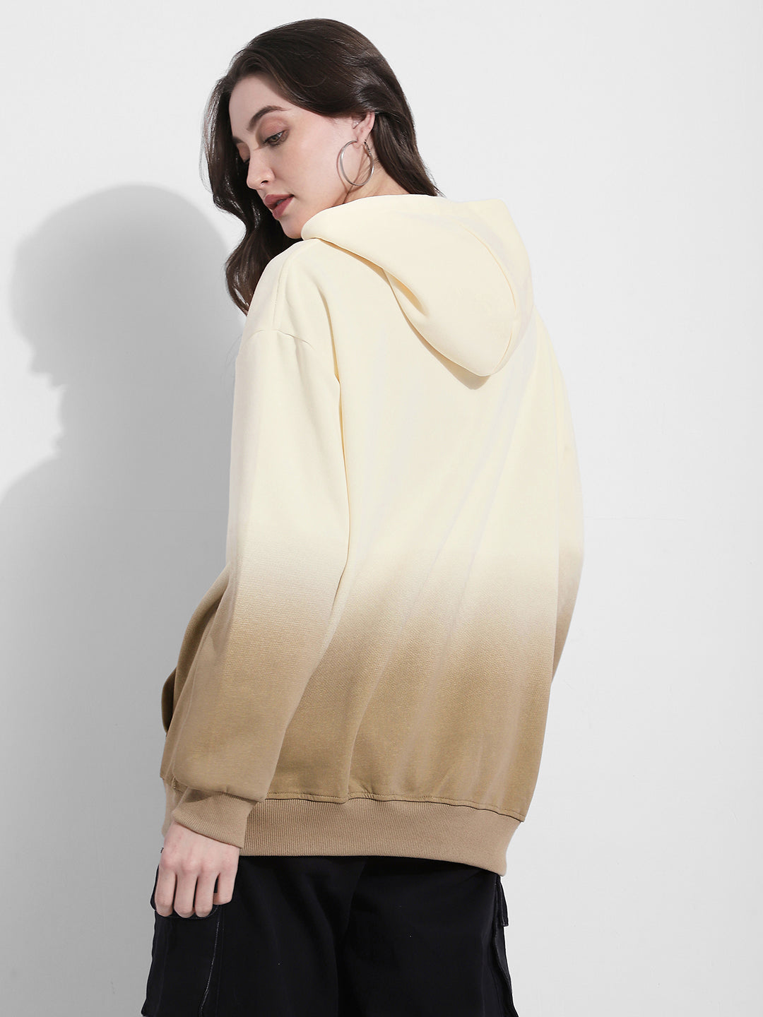 Women's Ombre Cream Oversized Hoodie