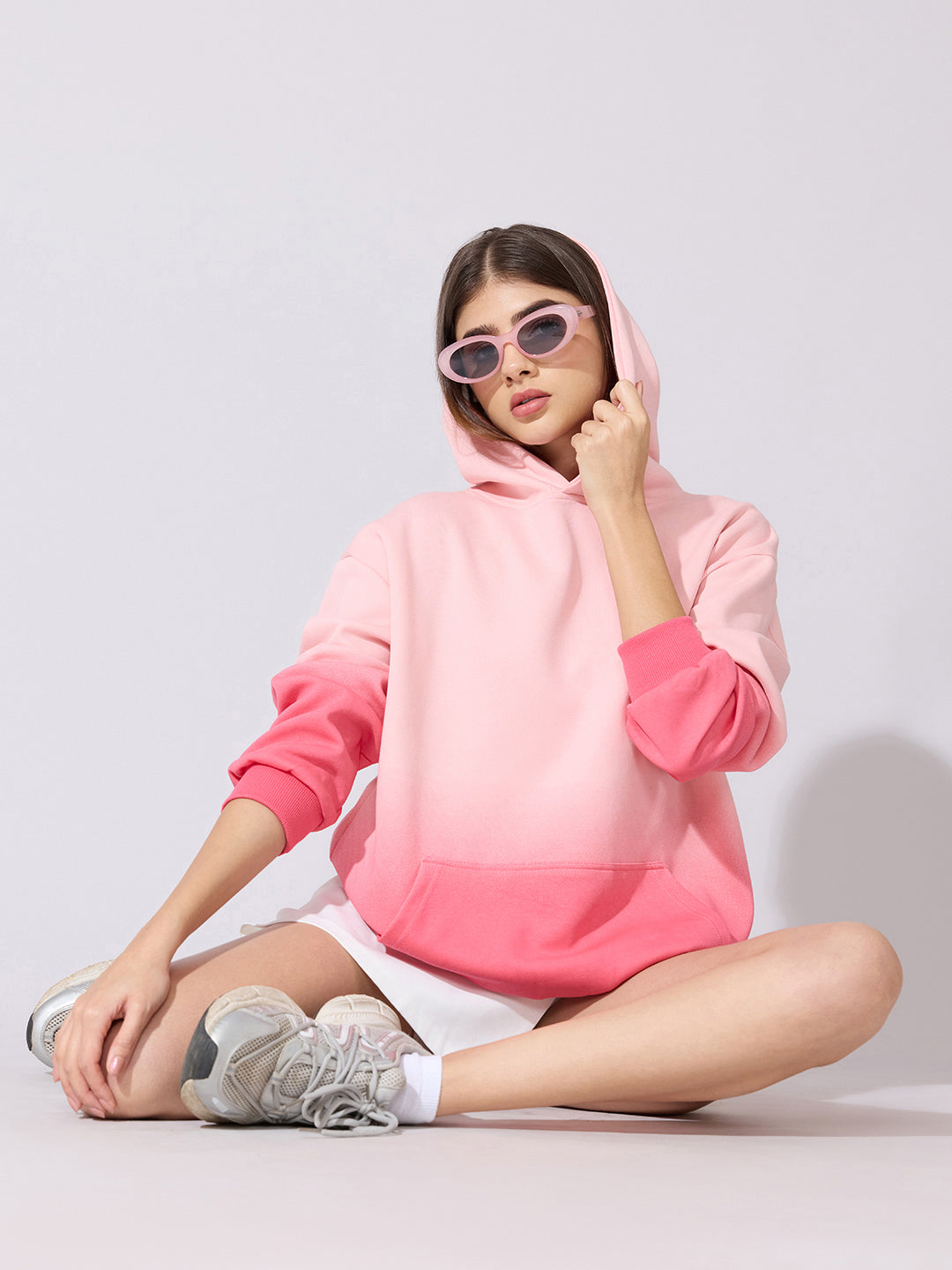 Women's Ombre Pink Oversized Hoodie