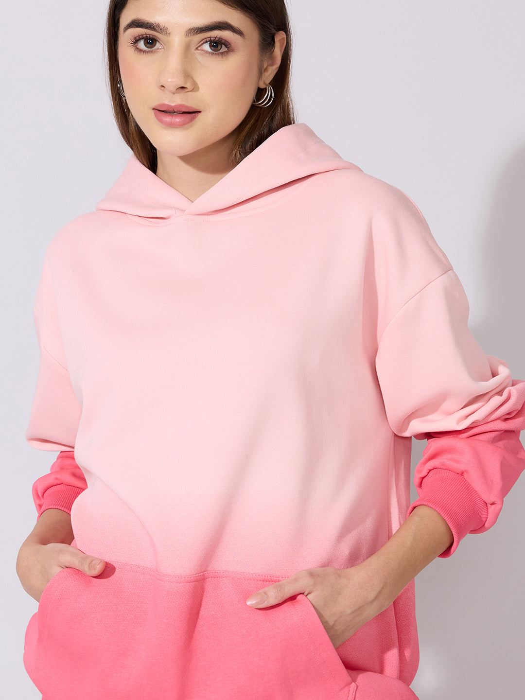 Women's Ombre Pink Oversized Hoodie