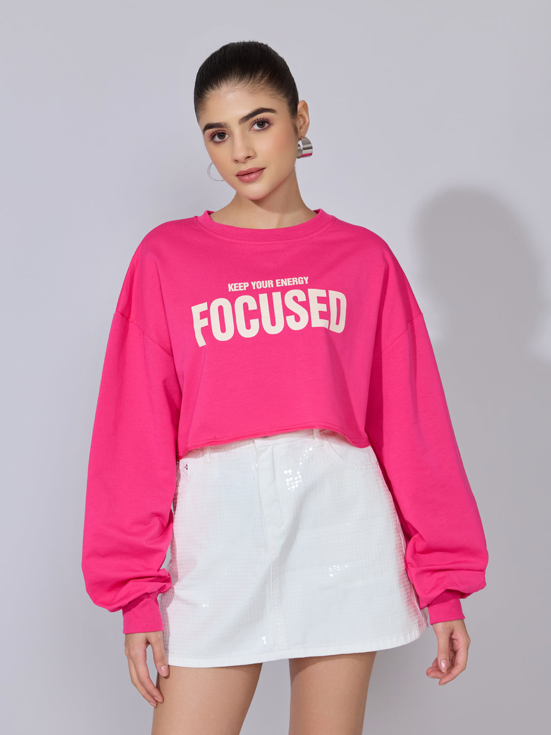 Women's Typography Printed Pink Top