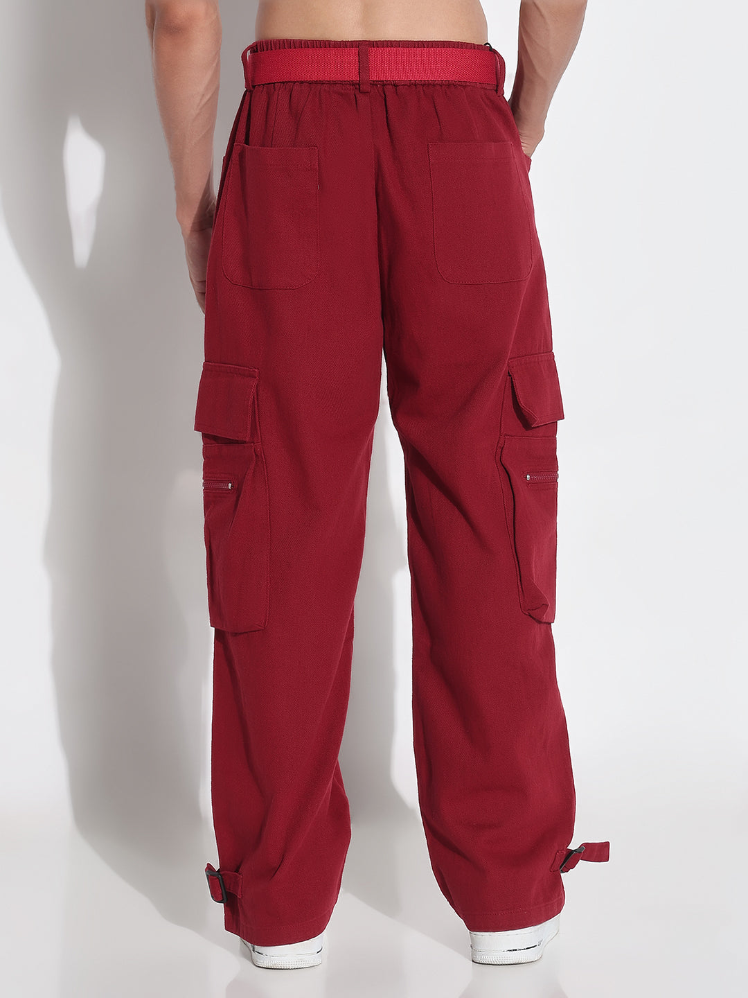 Men's Red Baggy Cargos Jeans