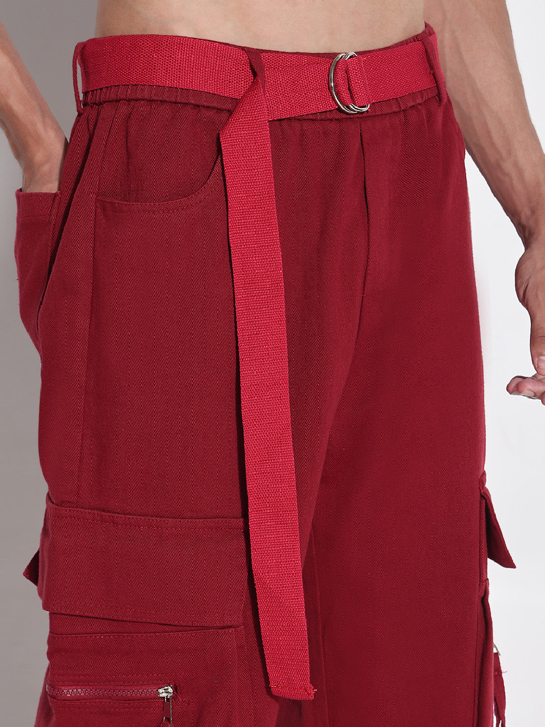 Men's Red Baggy Cargos Jeans