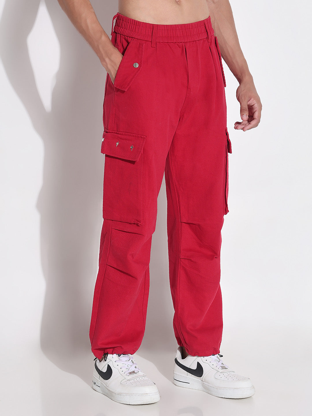 Shop Men's Red Baggy Cargos Jeans | Showoffff
