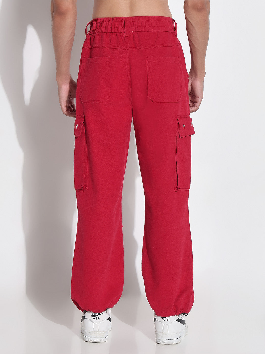 Men's Red Baggy Cargos Jeans