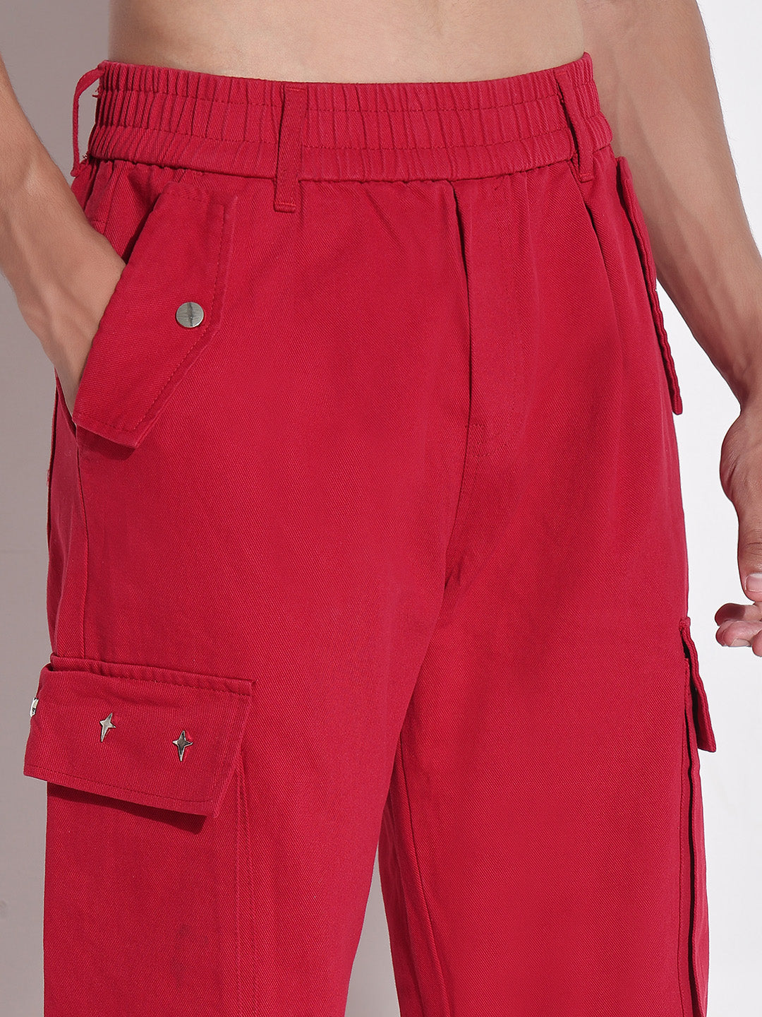 Men's Red Baggy Cargos Jeans