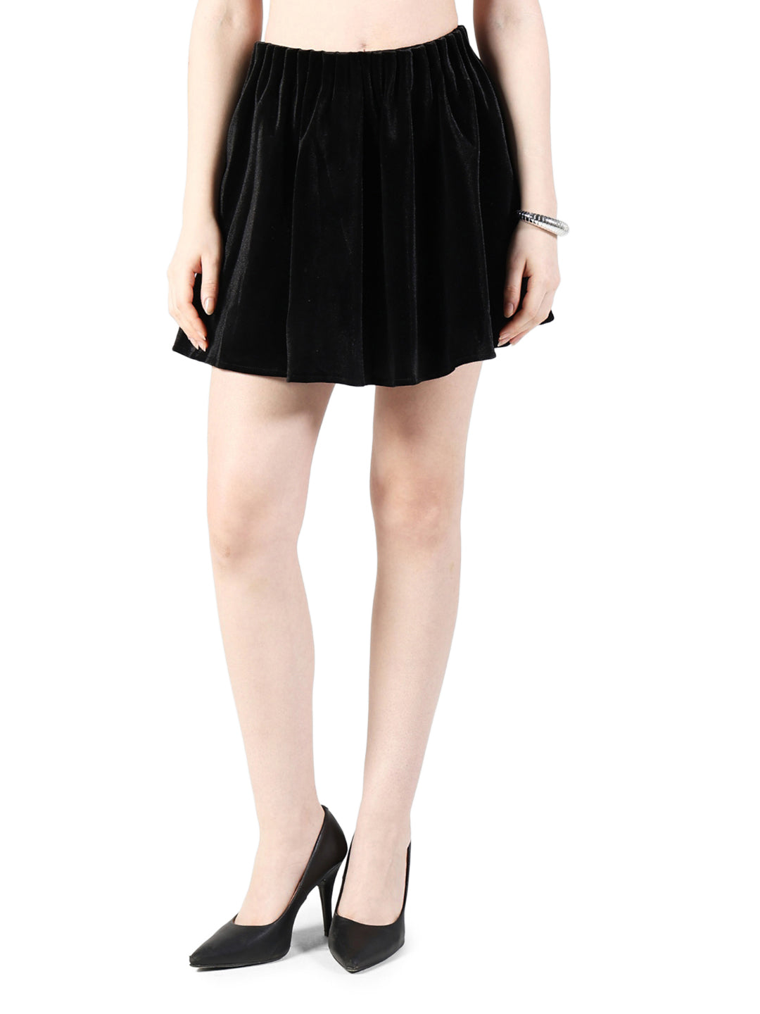 Women's Black Velvet Mini Skort