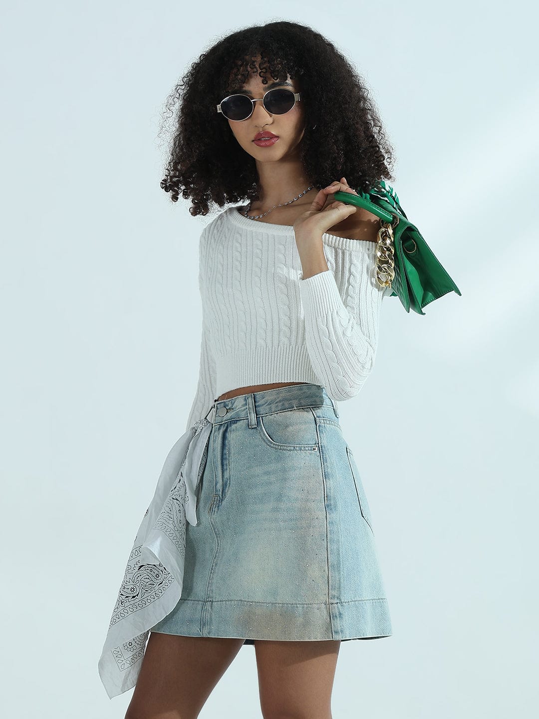 Women's Ribbed White Off Shoulder Crop Top