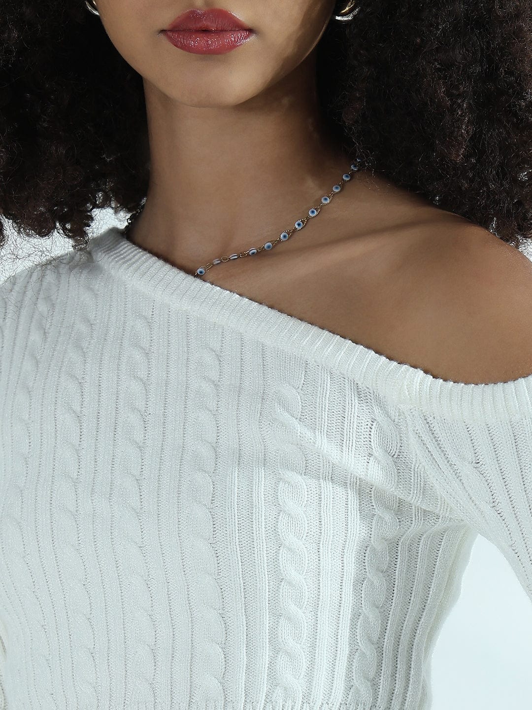 Women's Ribbed White Off Shoulder Crop Top