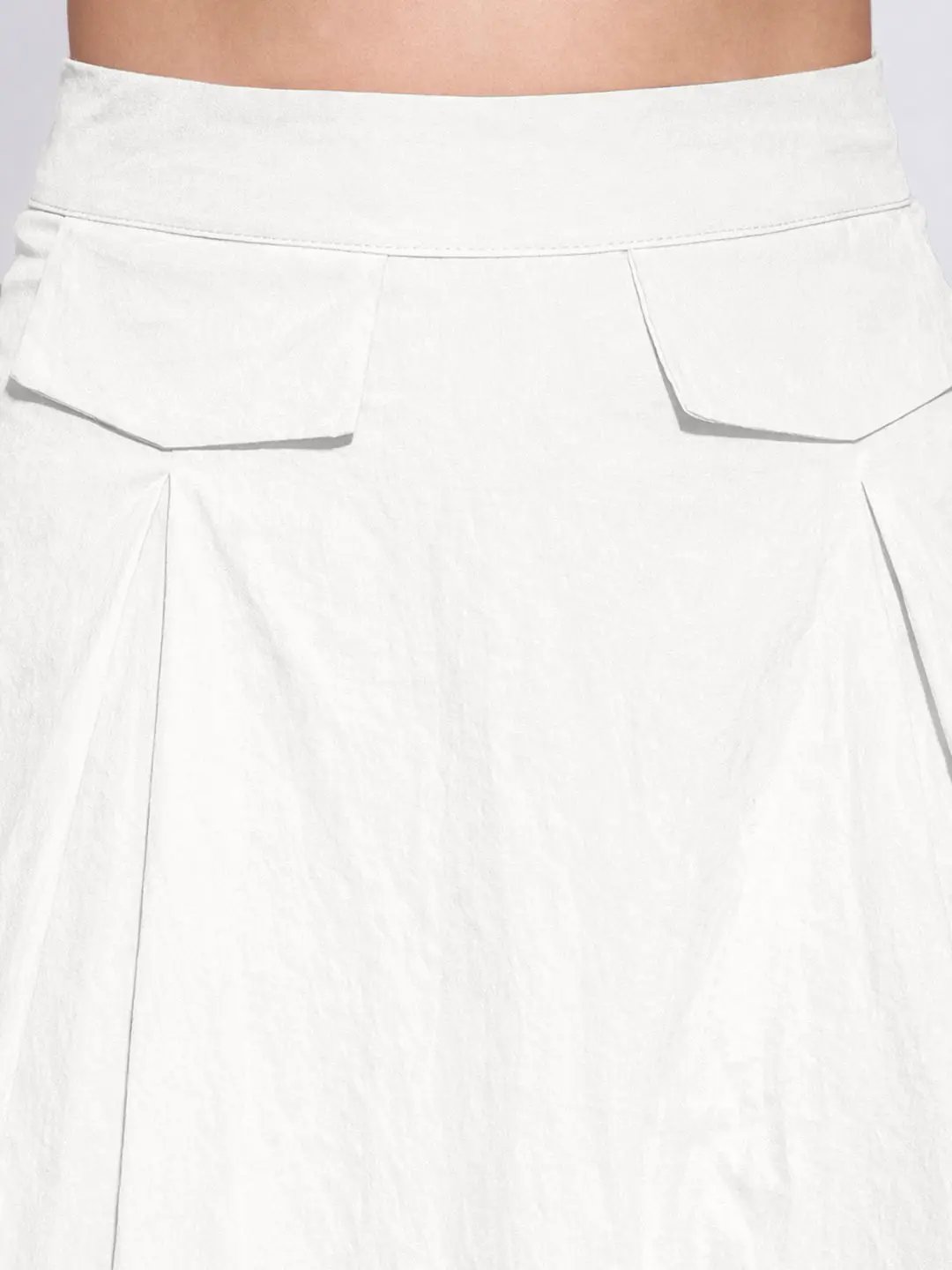 Women's White Ruffle Neck Tie Top with Midi Skirt Co-Ords Set - Uncategorized from SHOWOFFFF