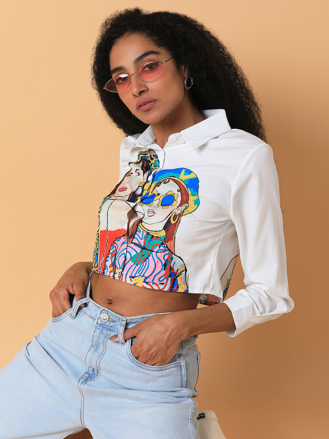 Women Graphic Print White Shirt