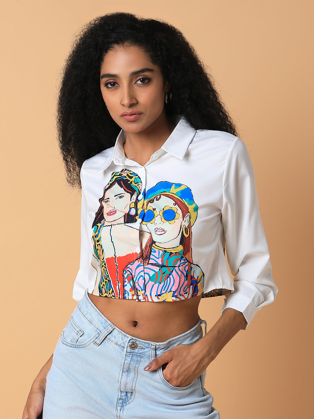 Women Graphic Print White Shirt