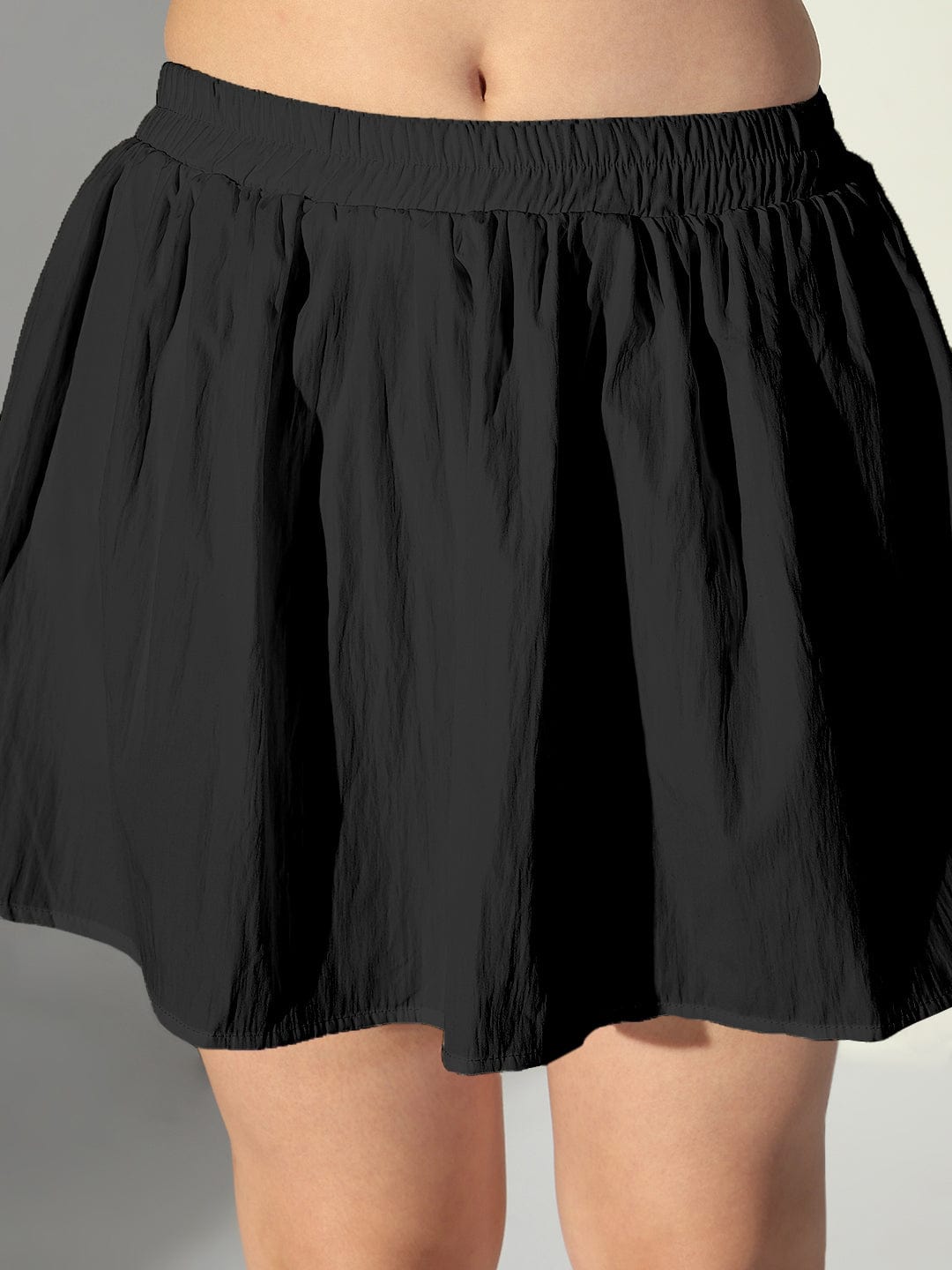 Women's Black Balloon Top with Mini Skirt Co-Ords Set