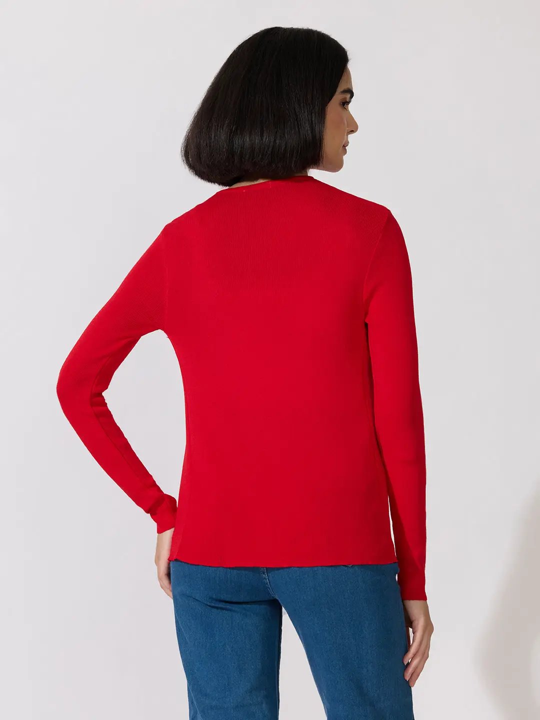 Women's Knitted Red Shrug with Button Detail - from SHOWOFFFF