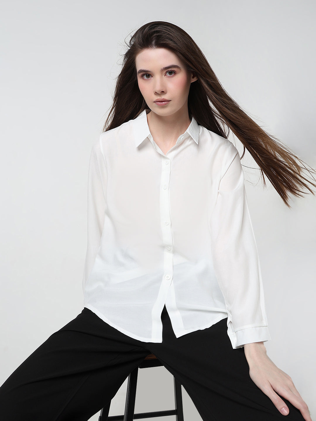 Women's White Relaxed Fit Shirt