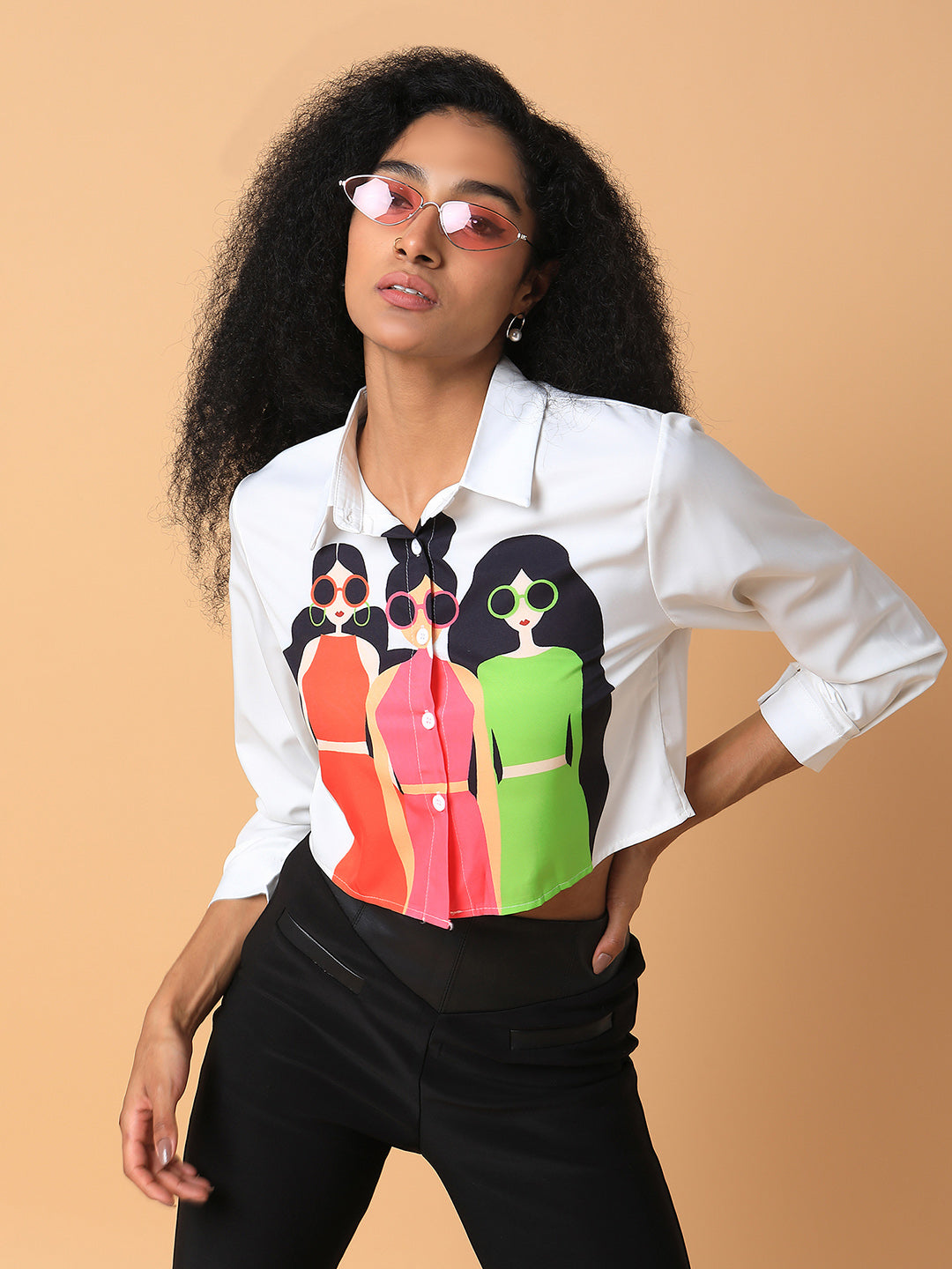 Women Graphic Print White Shirt