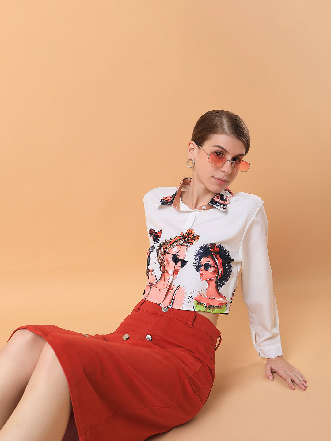 Women Graphic Print White Shirt