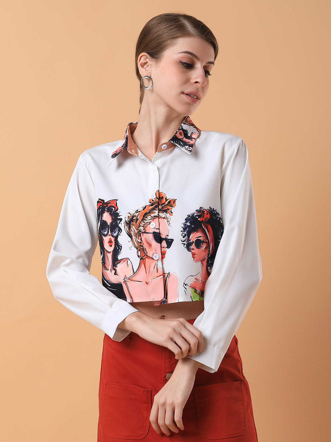 Women Graphic Print White Shirt