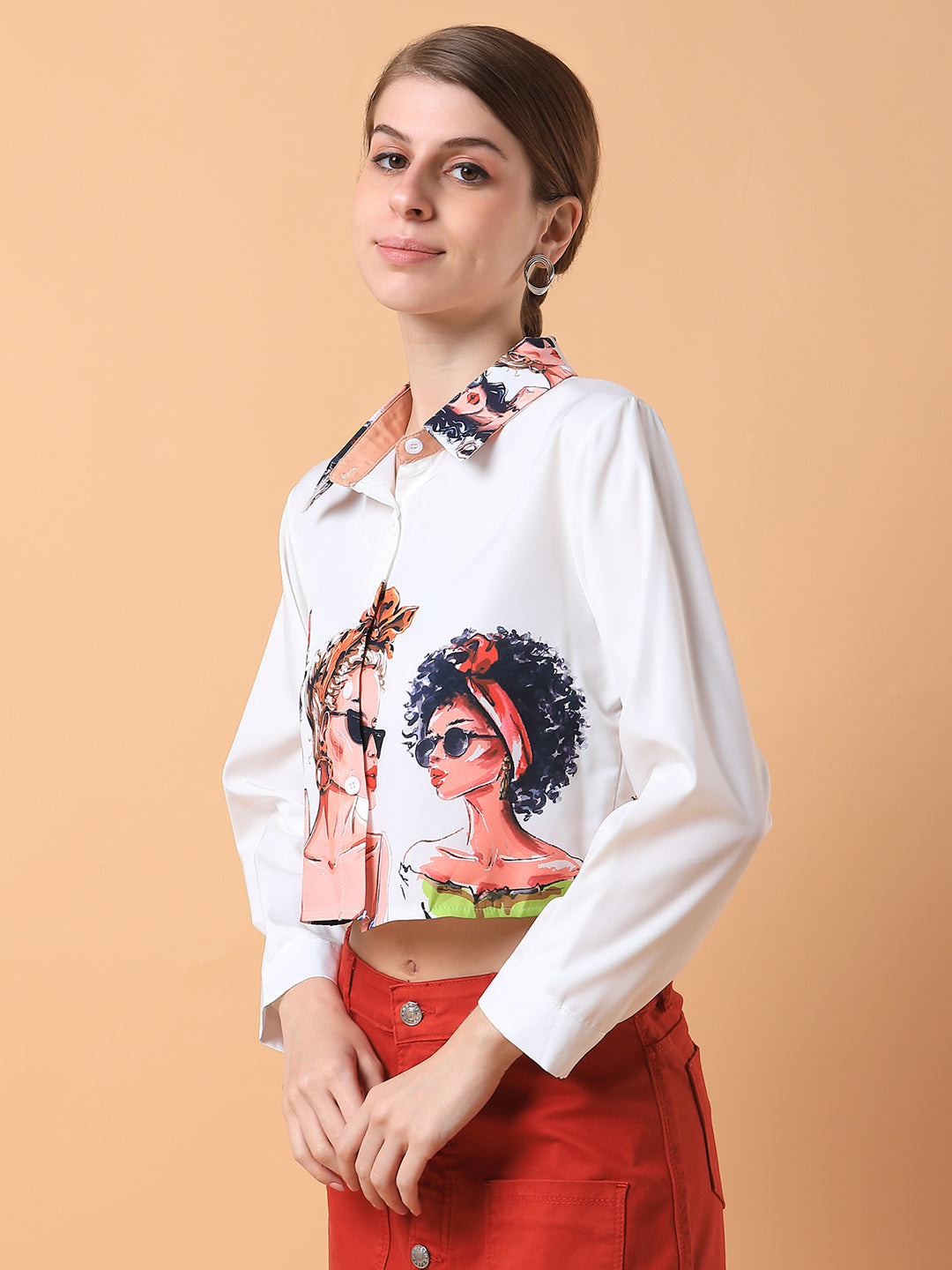 Women Graphic Print White Shirt