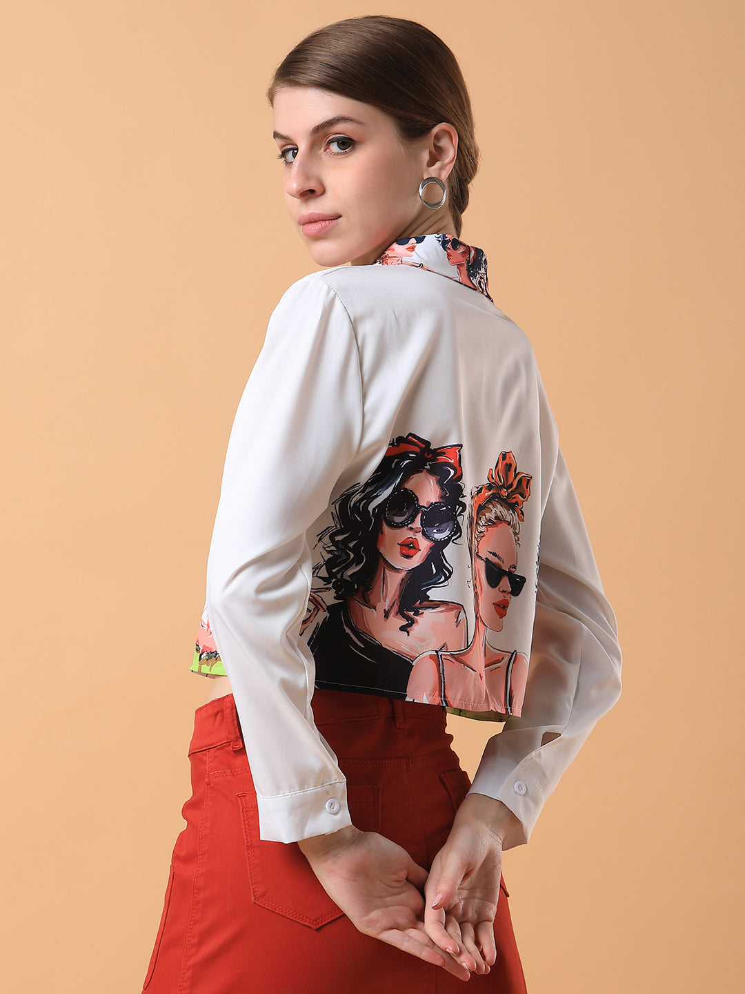 Women Graphic Print White Shirt