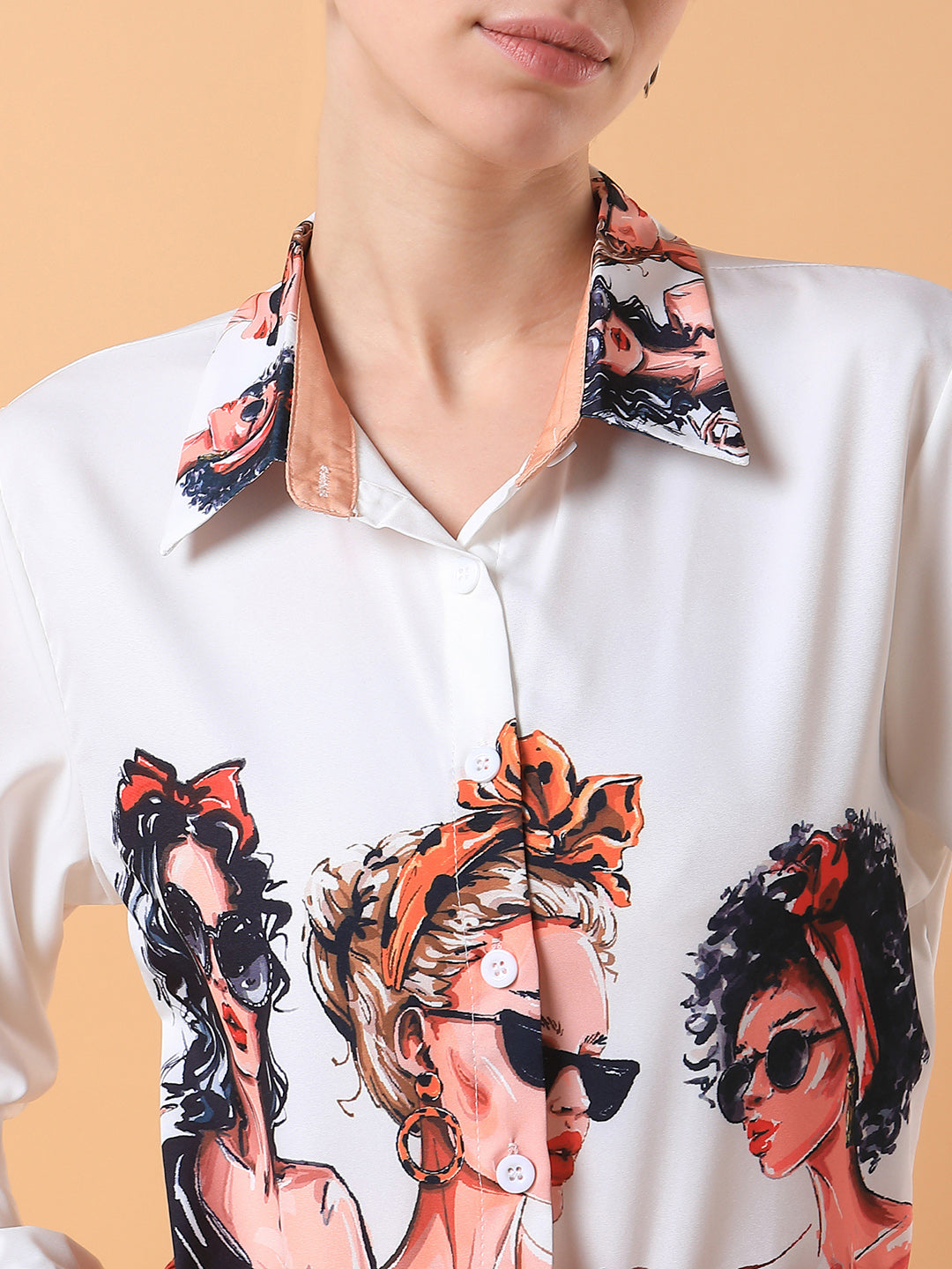 Women Graphic Print White Shirt