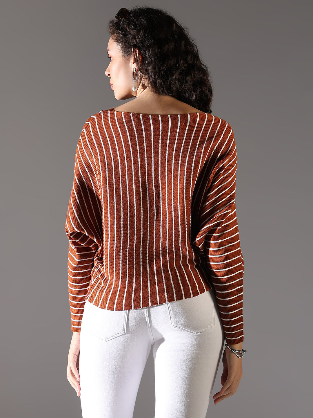 Women Brown Striped Top