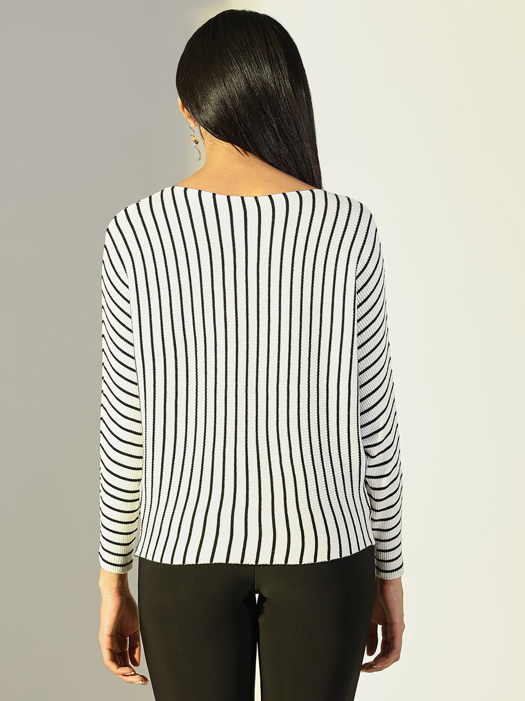 Women White Striped Top