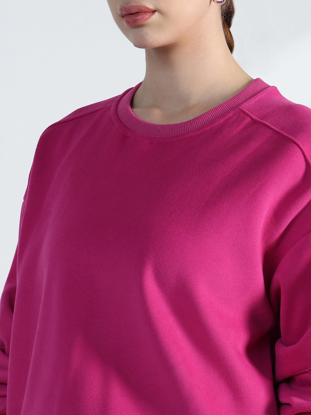 Women's Pink Round Neck Oversized Sweatshirt